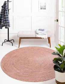 Jaipur Handloom Pink Jute Round Rug
