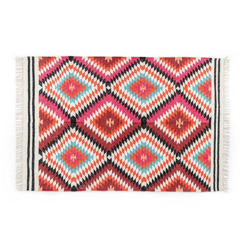 Homescapes Manila Handwoven Diamond Patterned Kilim Wool Rug