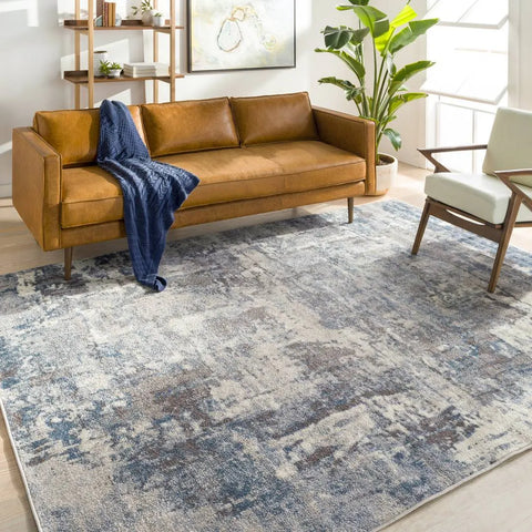Albryna Grey Blue Elephant Abstract Area Rug
