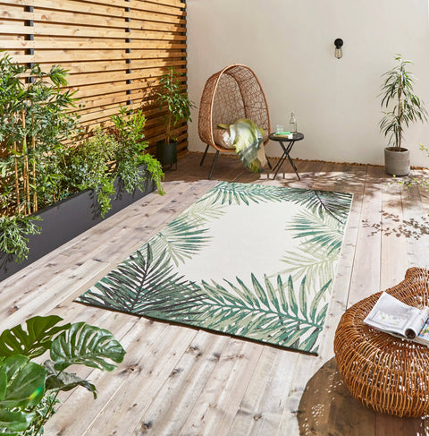 Dunelm Miami Leaf Print Indoor/Outdoor Rug