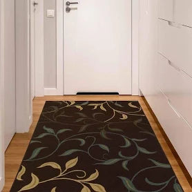 Ottomanson Ottohome Collection Contemporary Leaves Design Rubber Back Area Rug