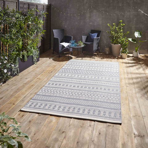 Think Rugs Coast 9421 Grey Cream Outdoor Rug