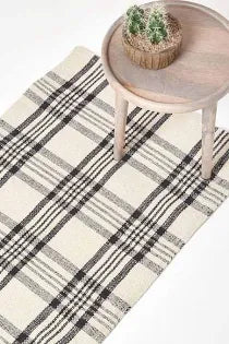 Homescapes Logan Tartan Check Non-Slip 100% Wool Rug