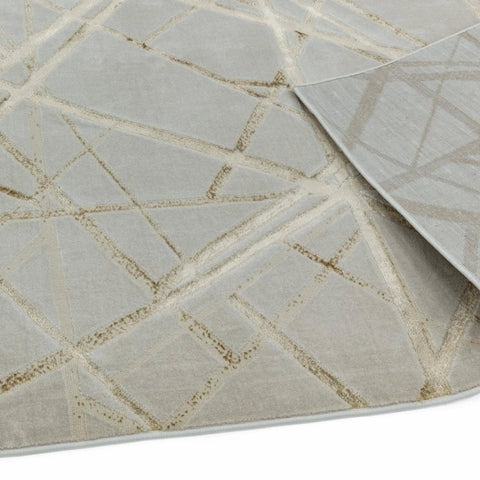 Lord of Rugs Aurora Mica AU13 Geometric Stripes Shiny Metallic Beige Gold Rug