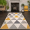 Yellow Ochre Grey Diamond Geometric Living Room Rug