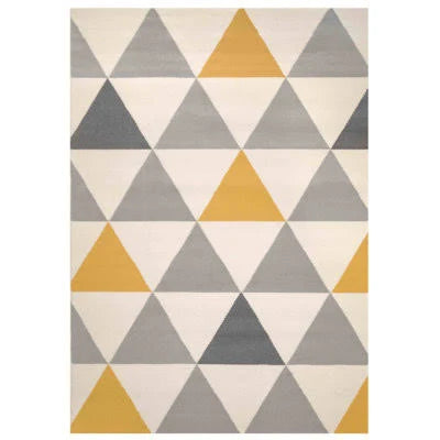 Yellow Ochre Grey Diamond Geometric Living Room Rug
