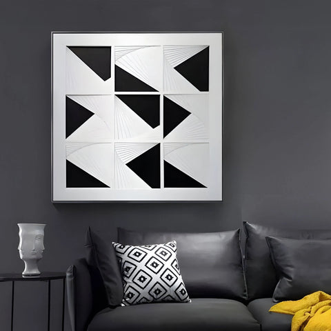 Prismatics Black & White Geometric Wall Art | Modern Handmade Decor H80 x W80 / Black