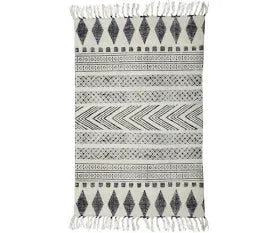 House Doctor Block Rug Cotton White Grey 160x230