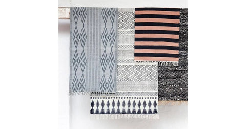 House Doctor Block Rug Cotton White Grey 160x230