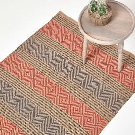 Homescapes Multicolour Geometric Patterned Jute Rug