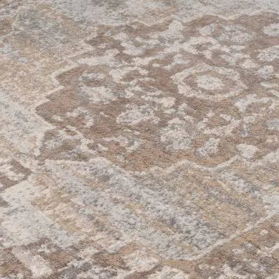 Neutral Beige Traditional Medallion Area Rug