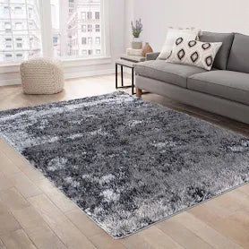 Modern Soft Two Tone Shimmer Shaggy Area Rugs - Silver / 80x150 cm Rectangle