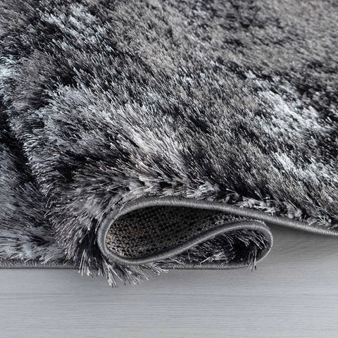 Modern Soft Two Tone Shimmer Shaggy Area Rugs - Silver / 80x150 cm Rectangle