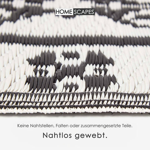 Homescapes Black and White Motif Design Reversible Outdoor Rug