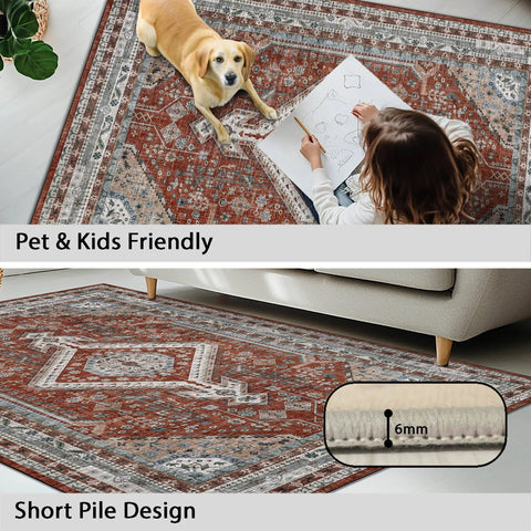 Green Decore Vernal Senglea Persian Machine Washable Area Rug