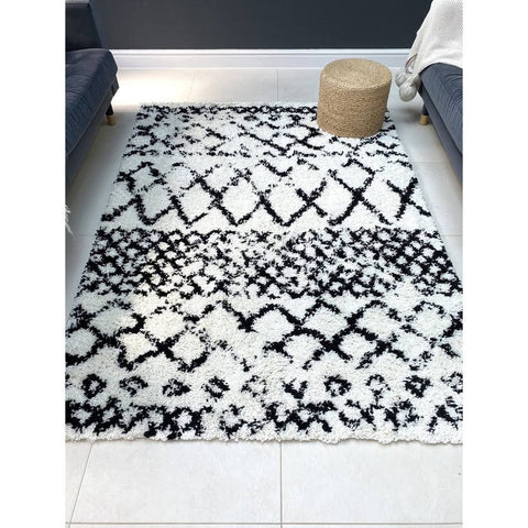 Scandi Berber G272 Rug White Black