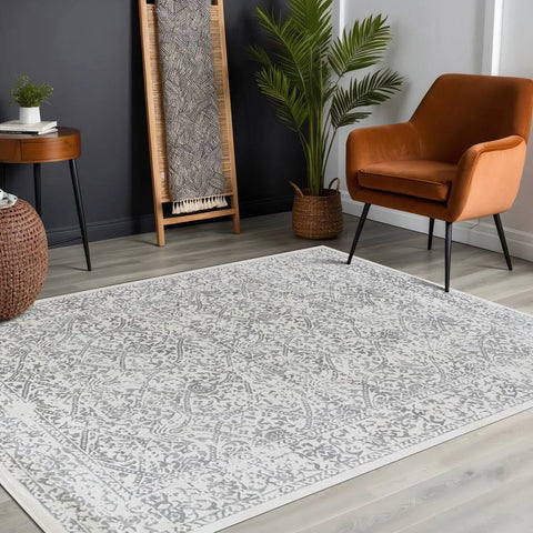 Mistana Power Loom Grey/ Cream Area Rug