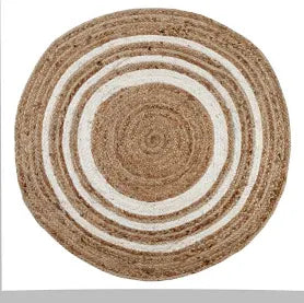 KHIDAKEE Round Border Natural Rug Hand Woven Jute Diameter