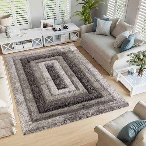 Desire Rugs Modern Soft Bordered Shimmer Shaggy Area Rugs