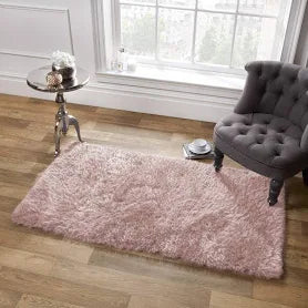 Sienna Large Soft Shaggy Floor Rug Mat Runner Carpet 5cm Non-Shed Pile - Blush Pink, 120 x 170 cm