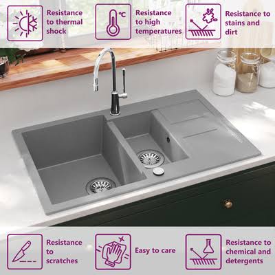 vidaXL Granite Kitchen Sink