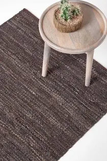 Homescapes Denver Leather Woven Rug
