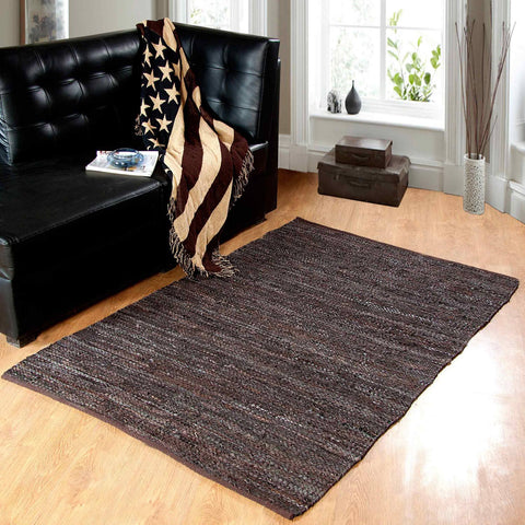 Homescapes Denver Leather Woven Rug