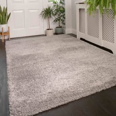 Silver Grey Thick Soft Shaggy Area Rug