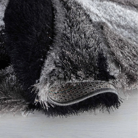 Modern Soft Swirl Shimmer Shaggy Area Rugs - Grey / 160x230 cm Rectangle