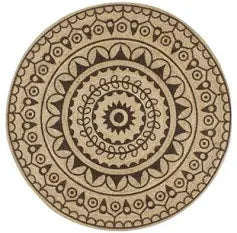 Design Hut Handmade Jute Rug with Dark Brown Print