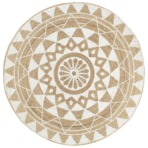 Design Hut Handmade Jute Rug with Dark Brown Print