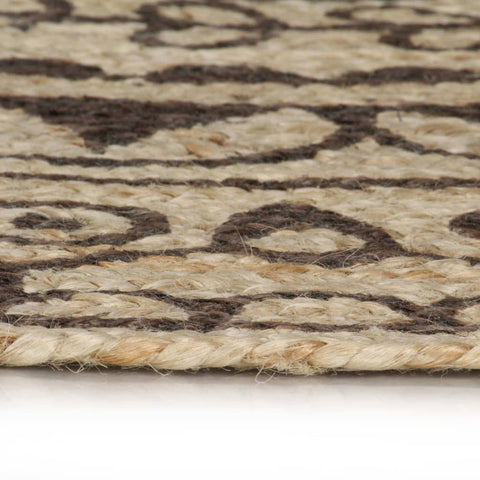 Design Hut Handmade Jute Rug with Dark Brown Print