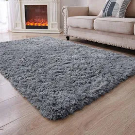 Large Grey Soft Deep Pile Bedroom Shaggy Rugs