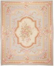 Aubusson Rug Floral - Light Green 14'2 x 11'3, Beige/Blue/Green, 100% Wool, 433 x 345 cm Hand Knotted Rug by Rugs of London