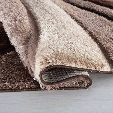 Modern Soft Waves Shimmer Shaggy Area Rugs - Bronze / 160x230 cm Rectangle
