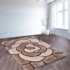 Ultimate Rug 3D Carved Rose Charcoal Shaggy Rug