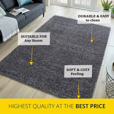 Abaseen Dark Grey Shaggy Rectangular Rug