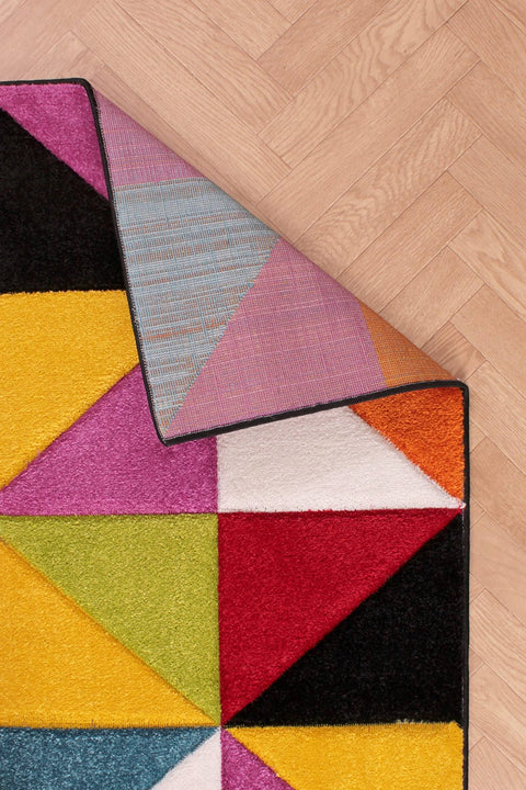 Spectrum Modern Quality Hand Carved Geometric Soft Rainbow Round Carpet Rug