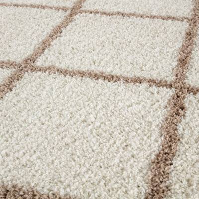 Myshaggy Collection Rugs Diamond Design In Ivory Beige 383 Ib