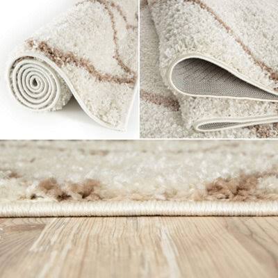 Myshaggy Collection Rugs Diamond Design In Ivory Beige 383 Ib