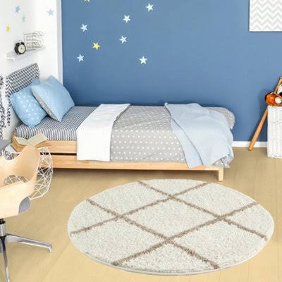 Myshaggy Collection Rugs Diamond Design In Ivory Beige 383 Ib