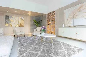 Moroccan Berber Shaggy Rugs Living Room Trellis Grey 80X150 Cm