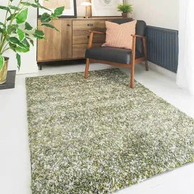 The Rug House Super Soft Green Grey Mottled Shaggy Area Rug