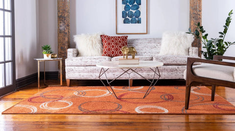155cm x 245cm Harvest Orange Abstract