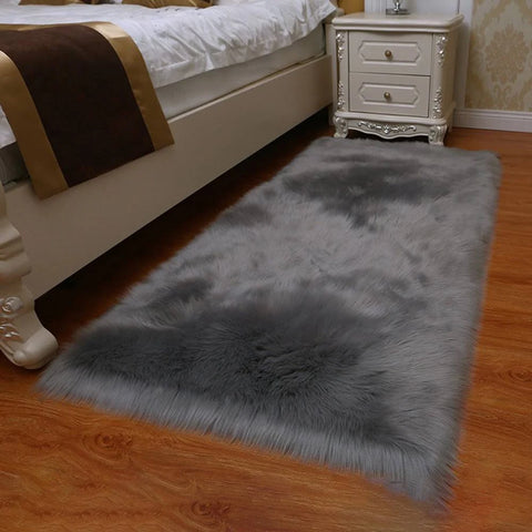 Living and Home Grey Rectangular Super Soft Shaggy Rug