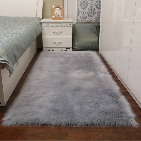 Living and Home Grey Rectangular Super Soft Shaggy Rug