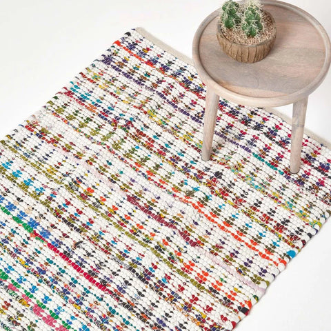 Homescapes Handwoven Multi Coloured Diamond Chindi Rug