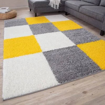 Myshaggy Collection Rugs Geometric Design 381 Yellow