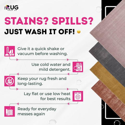 Think Rugs Cove Plain Plush Soft Shaggy Washable Rug