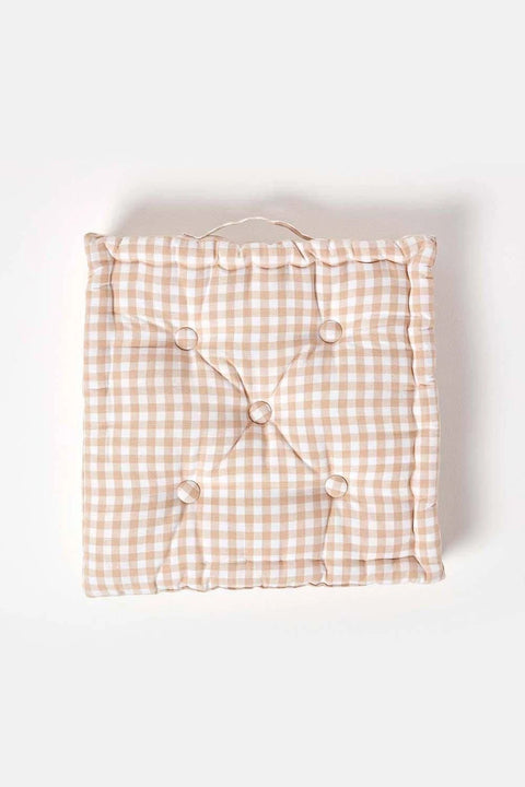 Homescapes Cotton Gingham Check Floor Cushion